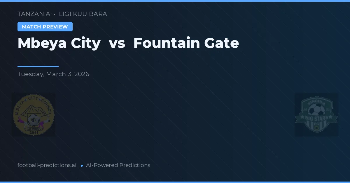 Orașul Mbeya vs Fountain Gate — pronostic și avancronică meci