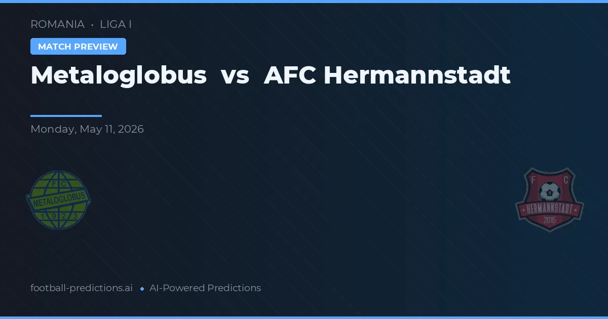 Metaloglobus vs AFC Hermannstadt — pronostic și avancronică meci