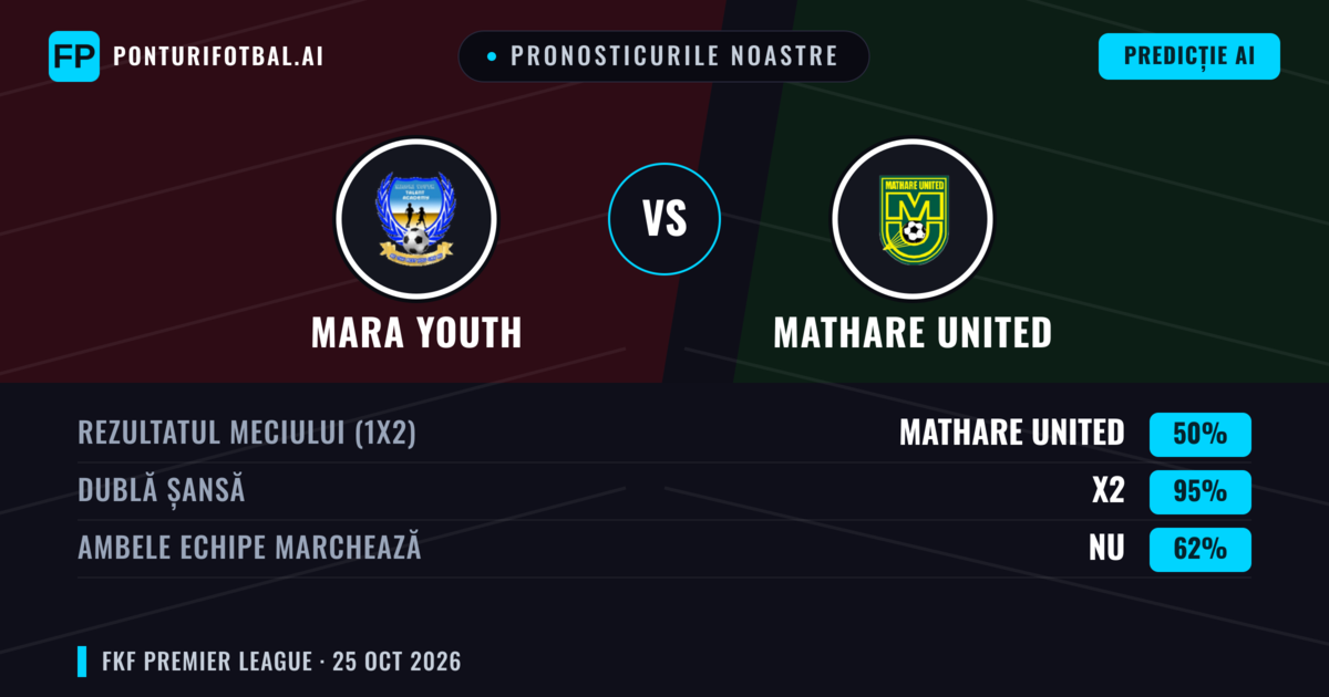 Pronosticurile noastre: Mara Youth vs Mathare United — Remiză (50%); Ambele echipe: Nu