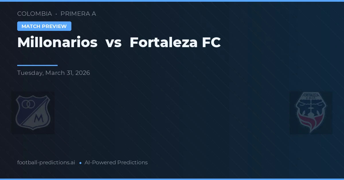 Millonarios vs Fortaleza FC — pronostic și avancronică meci