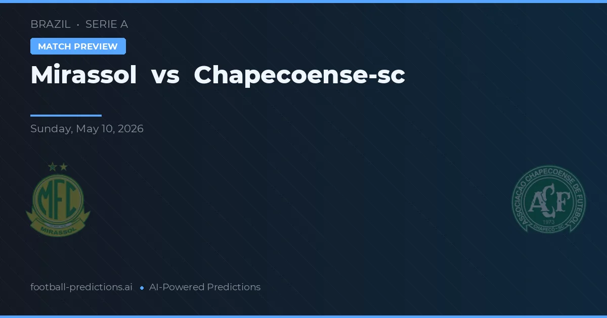 Mirassol vs Chapecoense — pronostic și avancronică meci