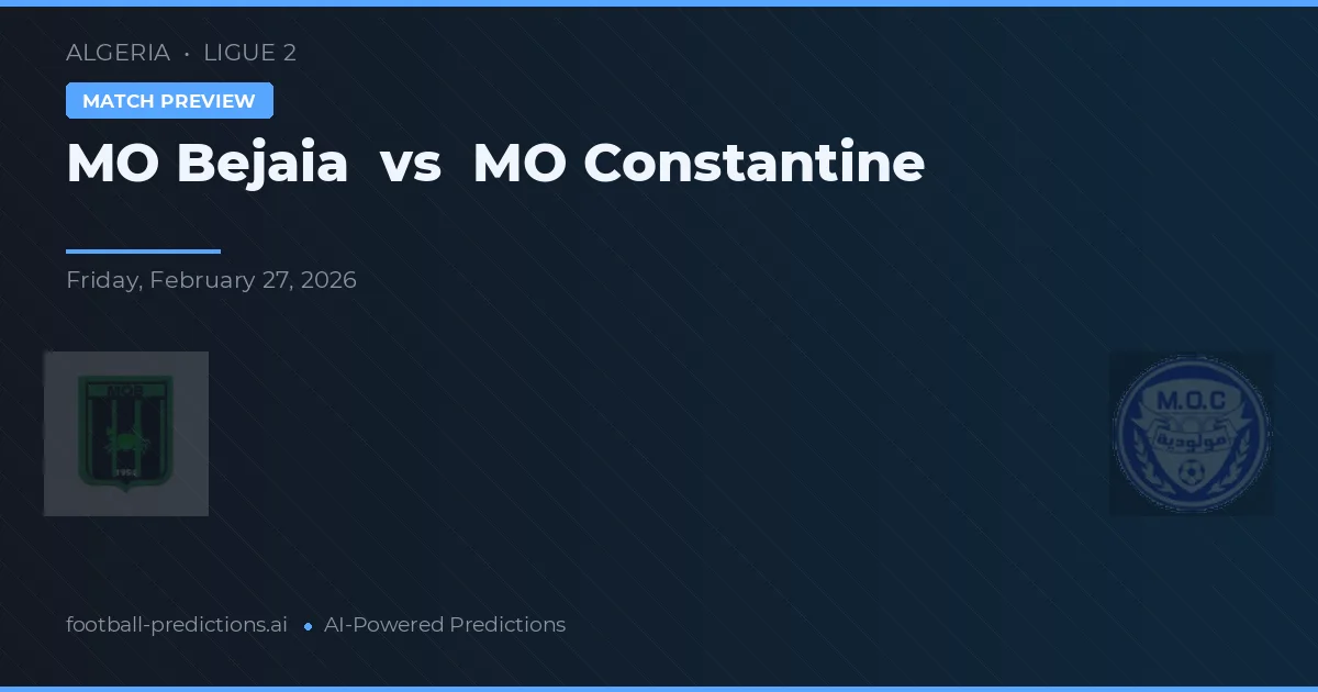 MO Bejaia vs MO Constantine — pronostic și avancronică meci