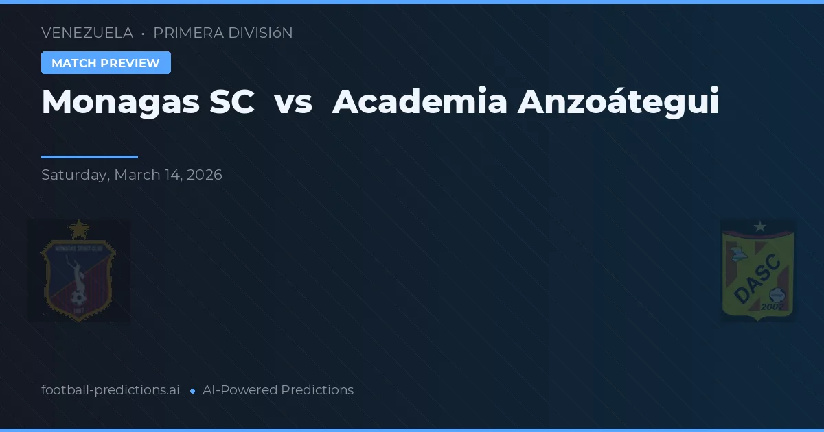 Monagas SC vs Academia Anzoátegui — pronostic și avancronică meci