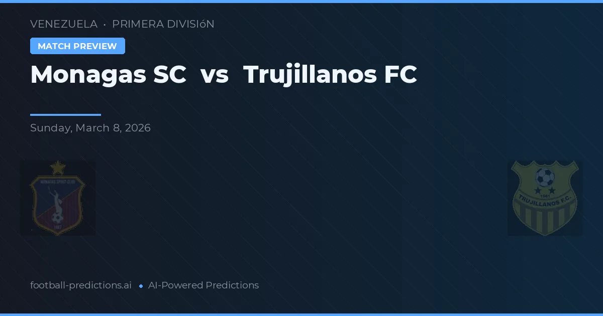 Monagas SC vs Trujillanos FC — pronostic și avancronică meci