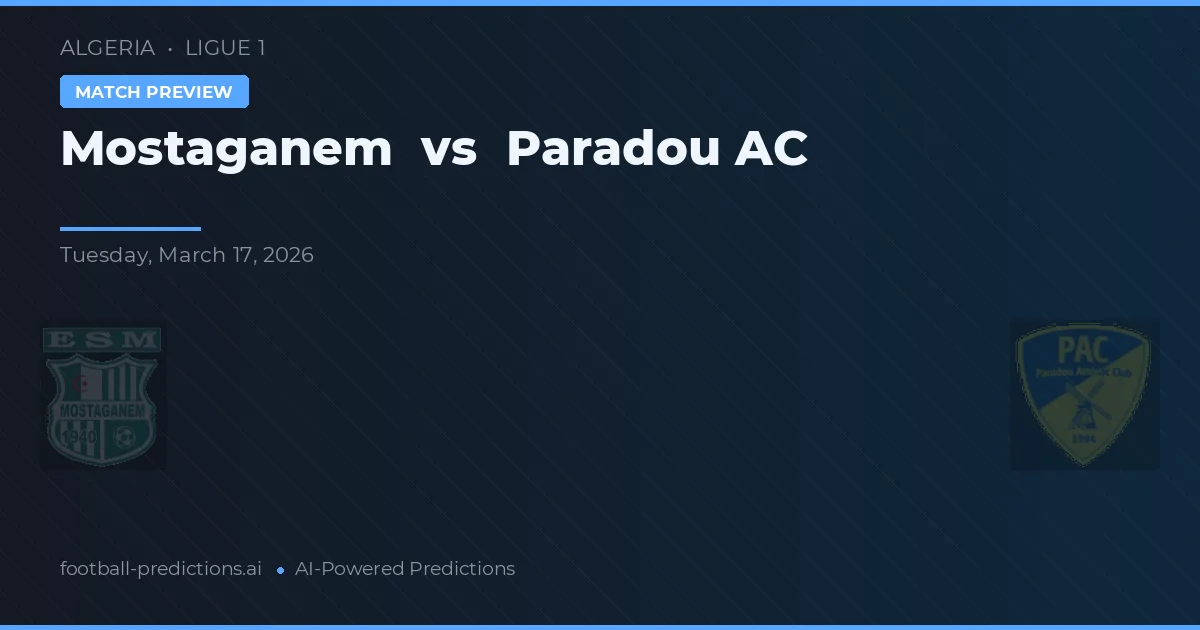 Mostaganem vs Paradou AC — pronostic și avancronică meci
