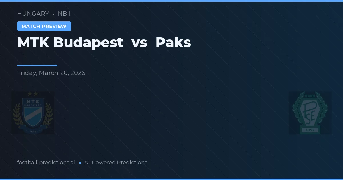 MTK Budapest vs Paks — pronostic și avancronică meci