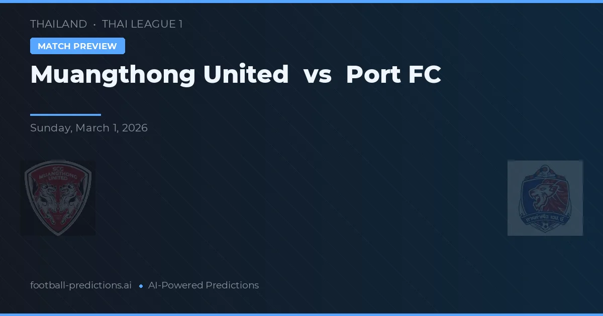 Muangthong United vs Port FC — pronostic și avancronică meci