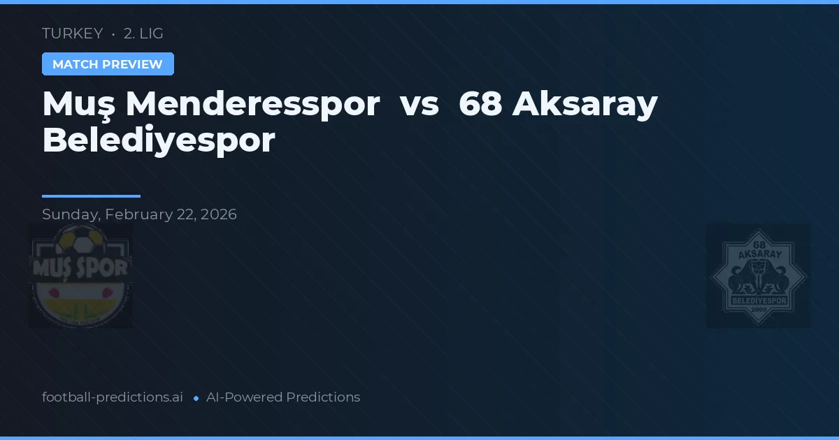 Muș Menderesspor vs Aksaray Belediyespor — pronostic și avancronică meci