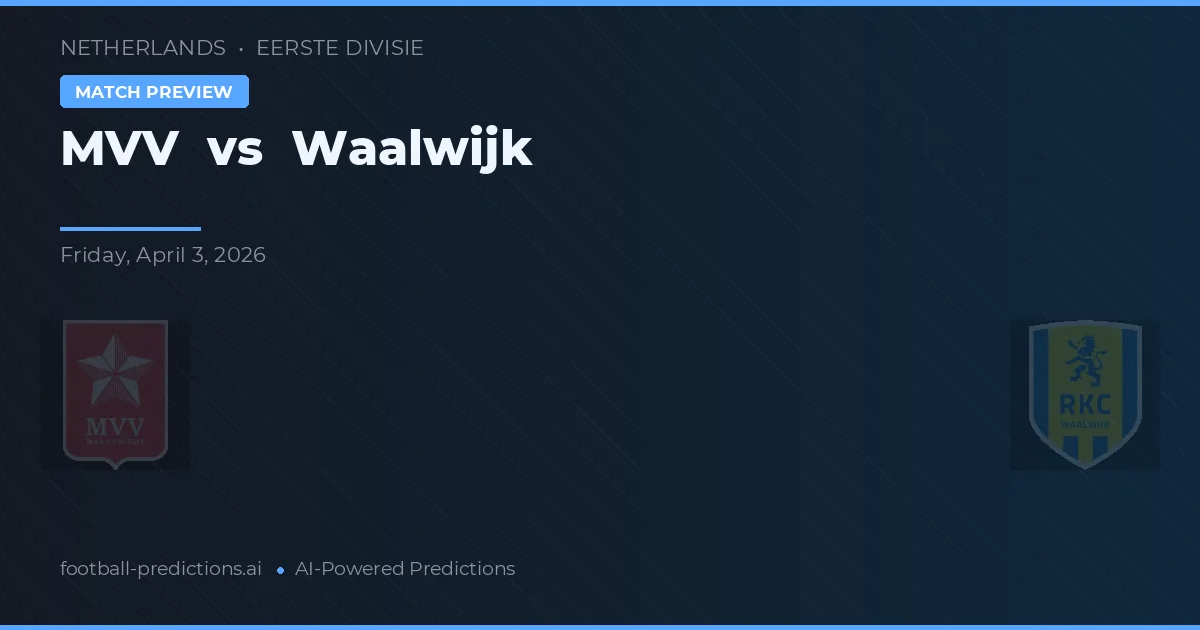 MVV vs Waalwijk — pronostic și avancronică meci