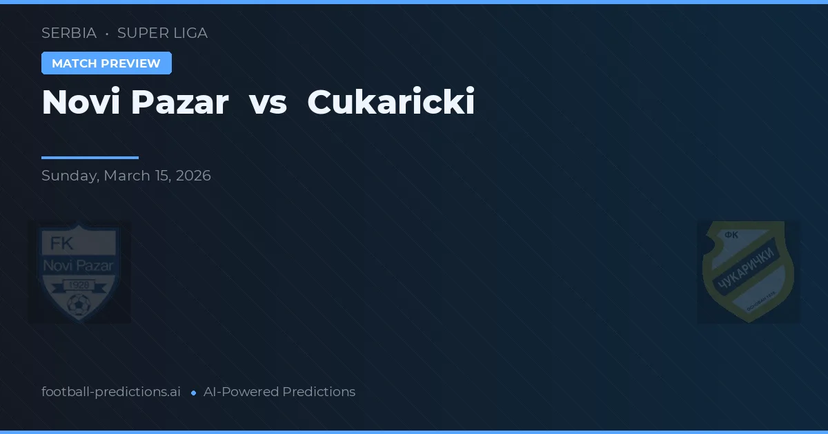 Novi Pazar vs Cukaricki — pronostic și avancronică meci
