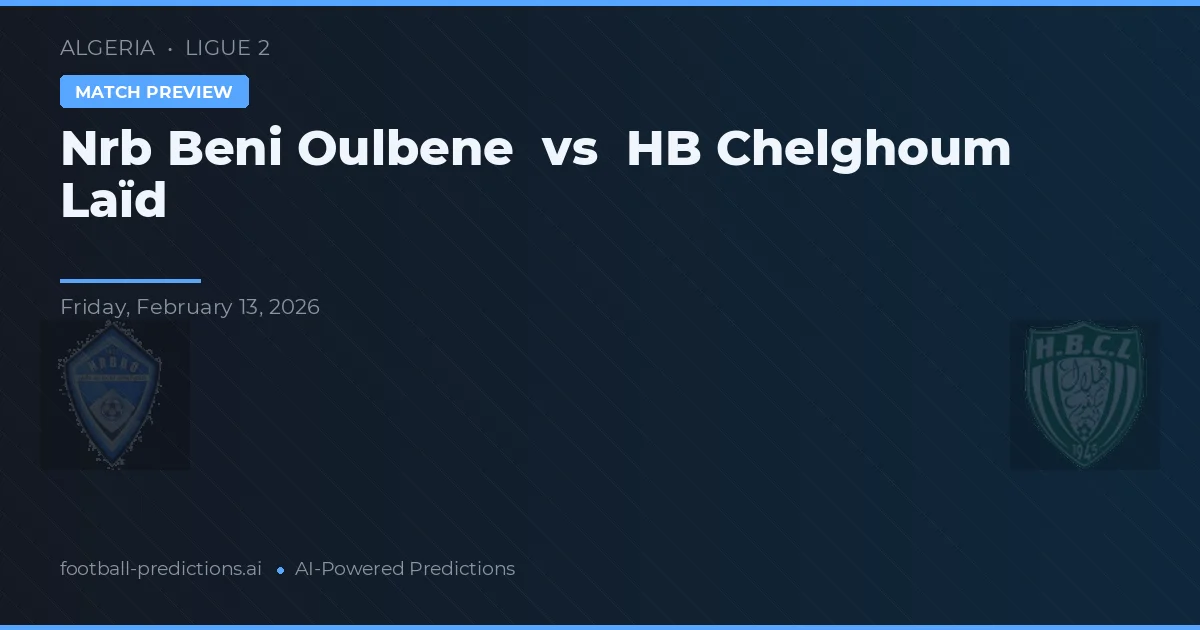 Nrb Beni Oulbene vs HB Chelghoum Laïd — pronostic și avancronică meci