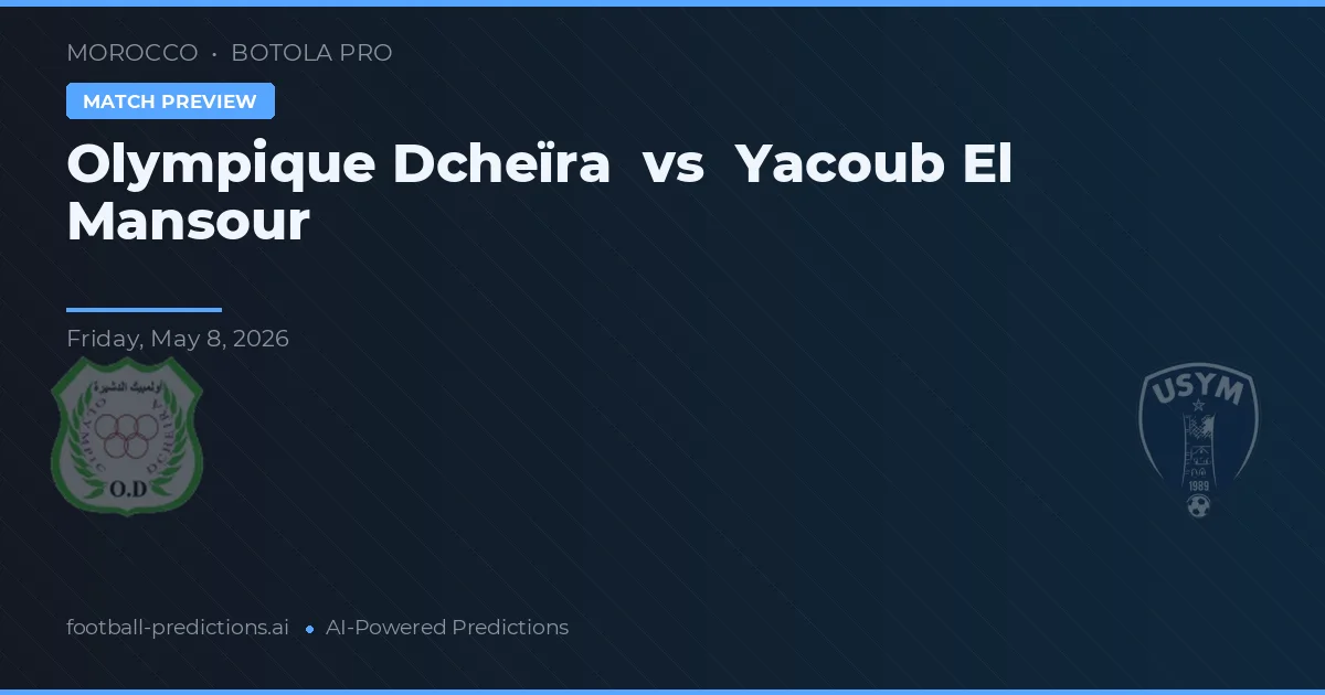 Olympique Dcheïra vs Yacoub El Mansour — pronostic și avancronică meci