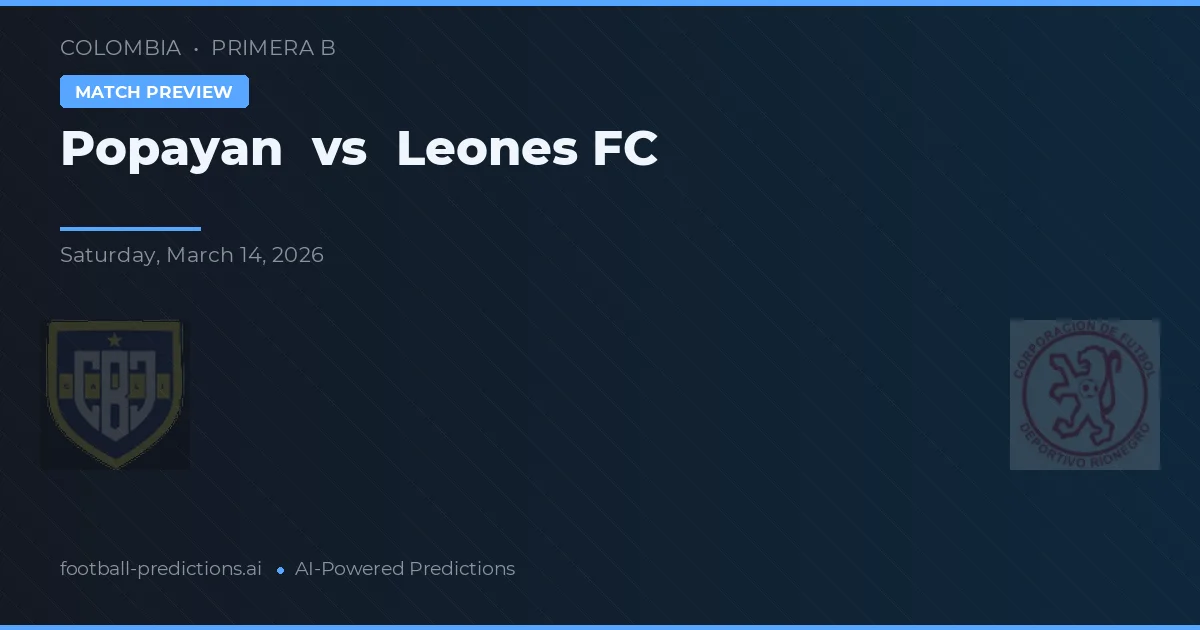 Popayán vs Leones FC — pronostic și avancronică meci