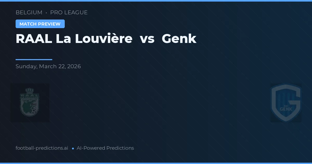 RAAL La Louvière vs Genk — pronostic și avancronică meci