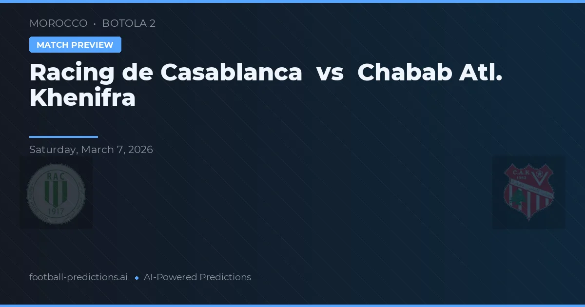 Racing de Casablanca vs Chabab Atl. Khenifra — pronostic și avancronică meci