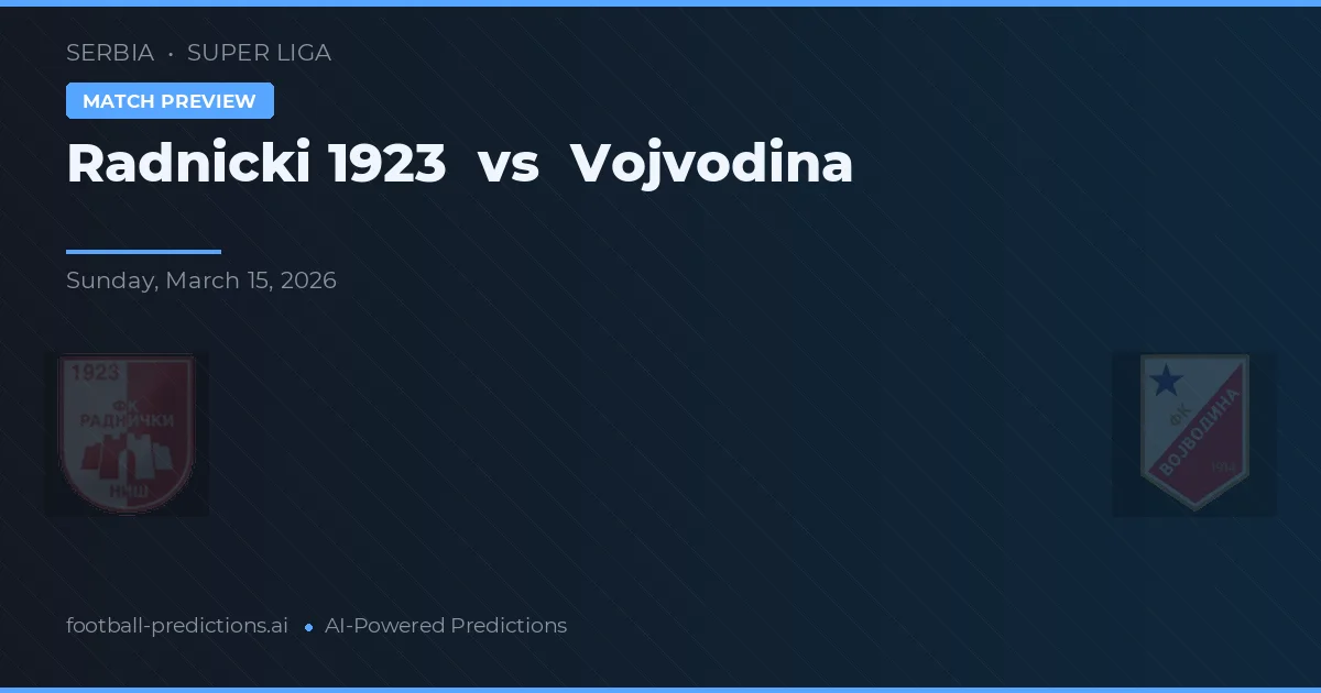 Radnički 1923 vs Vojvodina — pronostic și avancronică meci