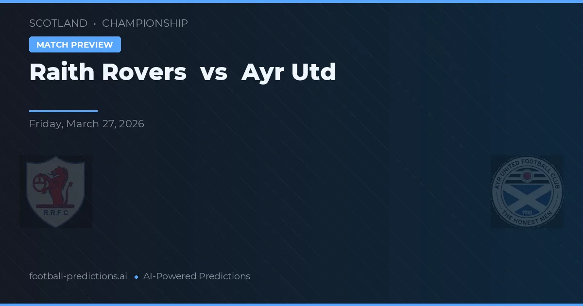 Raith Rovers vs Ayr United — pronostic și avancronică meci