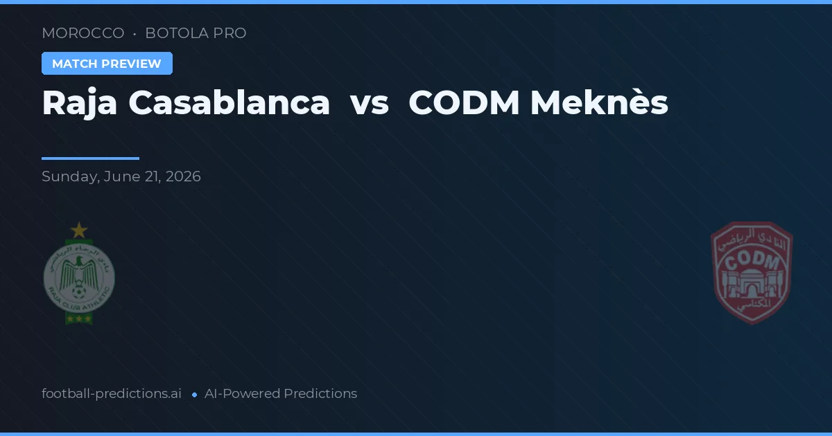 Raja Casablanca vs CODM Meknès — pronostic și avancronică meci