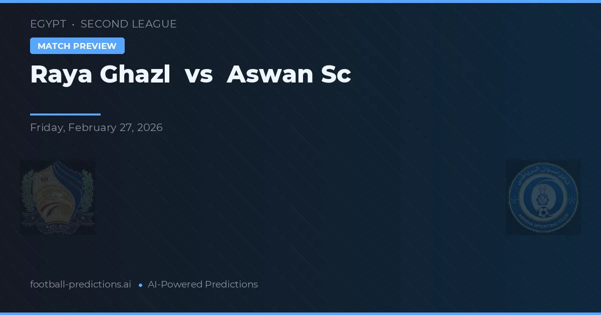 Raya Ghazl vs Aswan SC — pronostic și avancronică meci