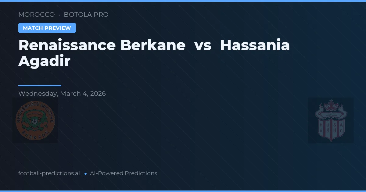 Renașterea Berkane vs Hassania Agadir — pronostic și avancronică meci