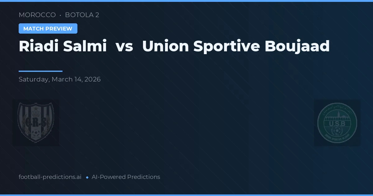 Riadi Salmi vs Union Sportive Boujaad — pronostic și avancronică meci