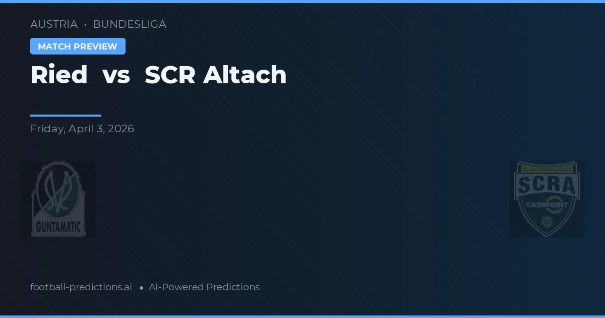 Ried vs SCR Altach — pronostic și avancronică meci