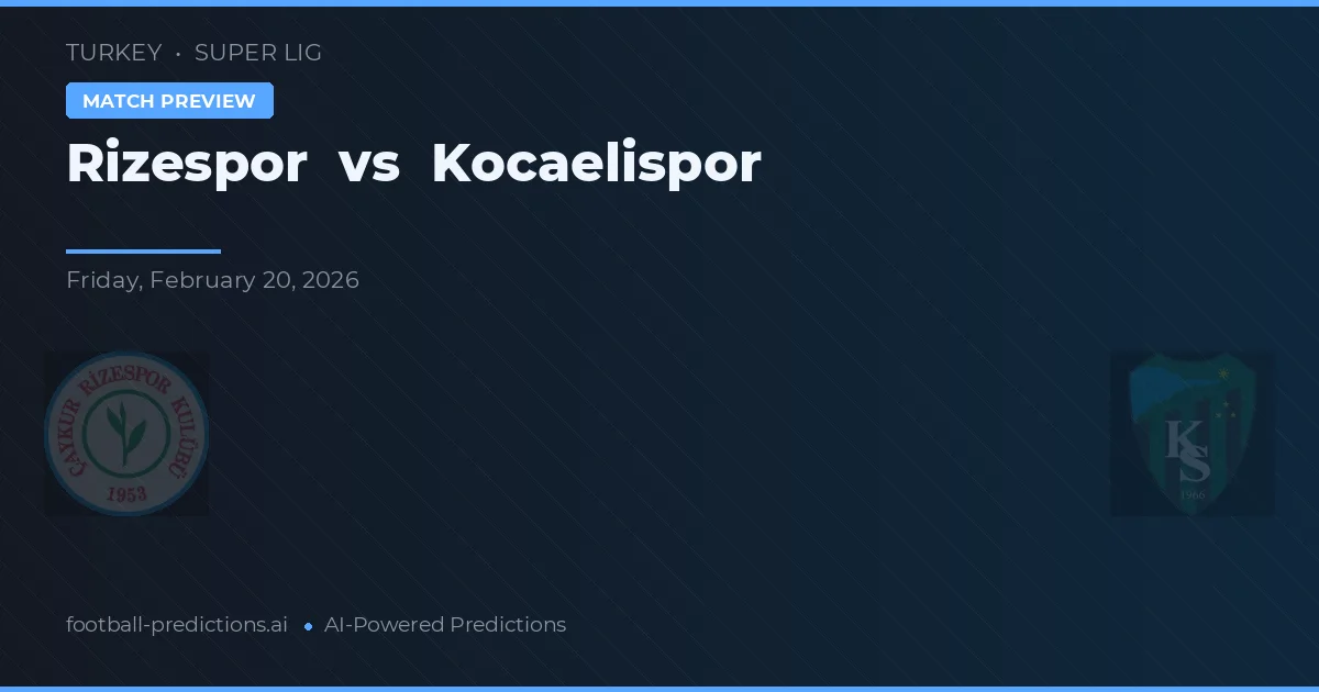 Rizespor vs Kocaelispor — pronostic și avancronică meci