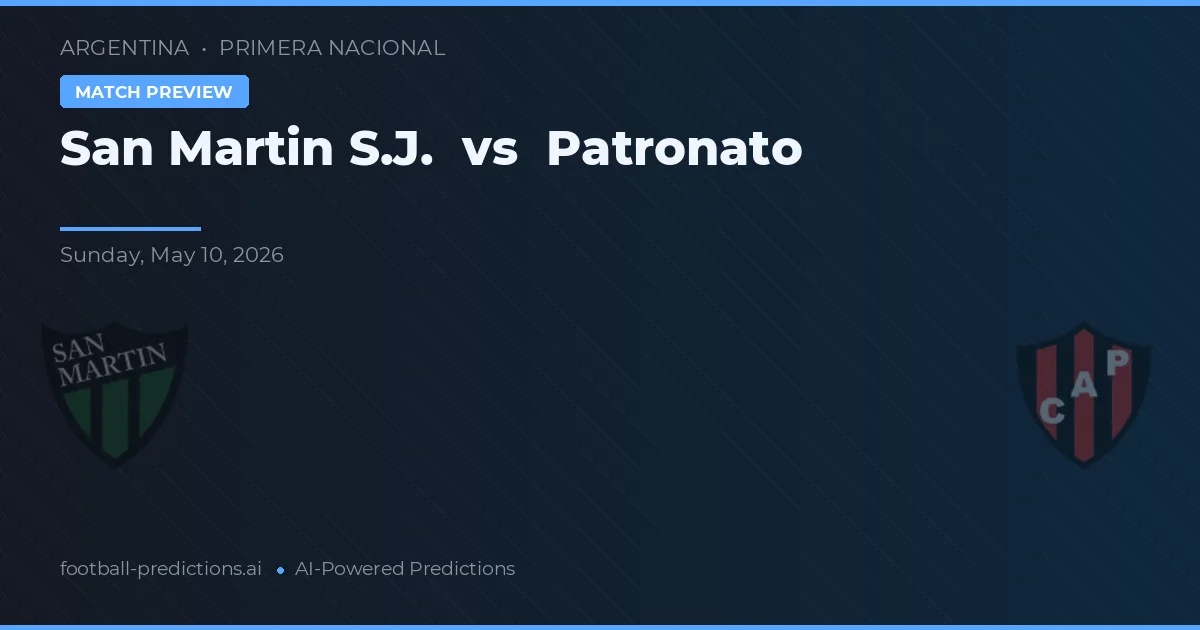 San Martín SJ vs Patronato — pronostic și avancronică meci