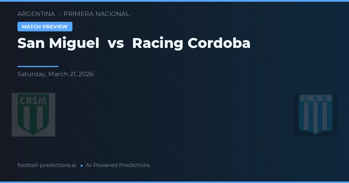 San Miguel vs Racing de Córdoba — pronostic și avancronică meci