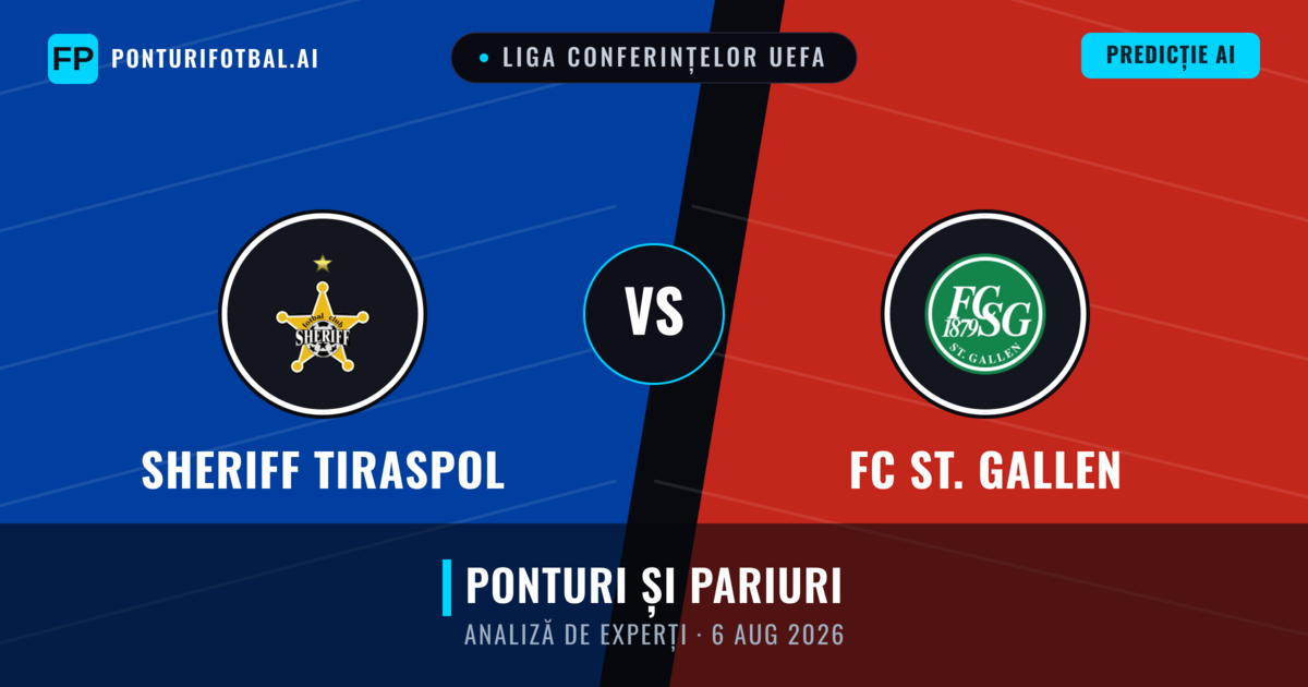 Sheriff Tiraspol vs FC St. Gallen — pronostic și avancronică meci