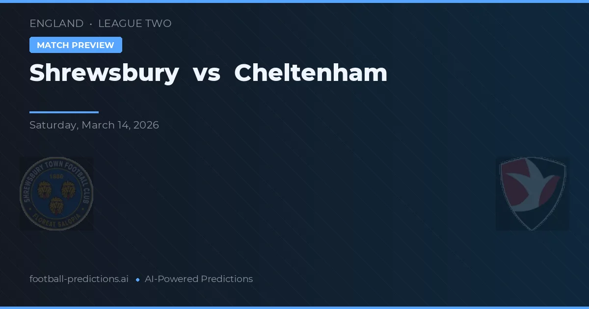 Shrewsbury vs Cheltenham — pronostic și avancronică meci