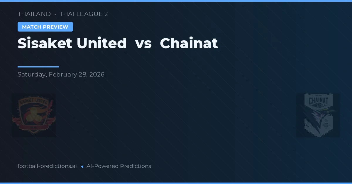 Sisaket United vs Chainat — pronostic și avancronică meci