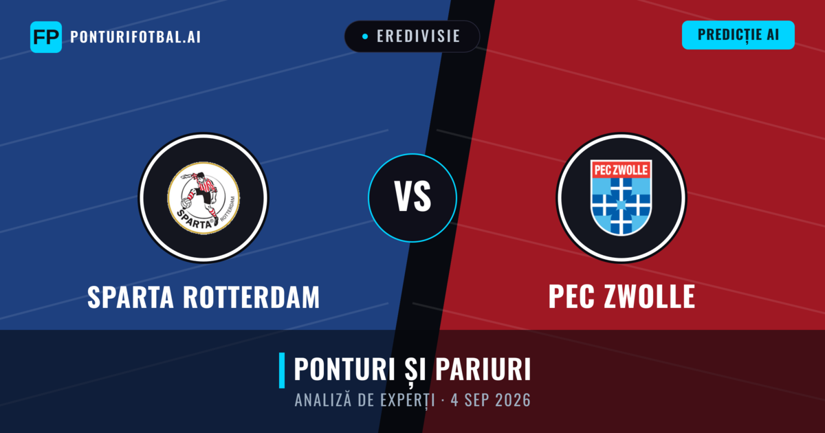 Sparta Rotterdam vs PEC Zwolle — pronostic și avancronică meci