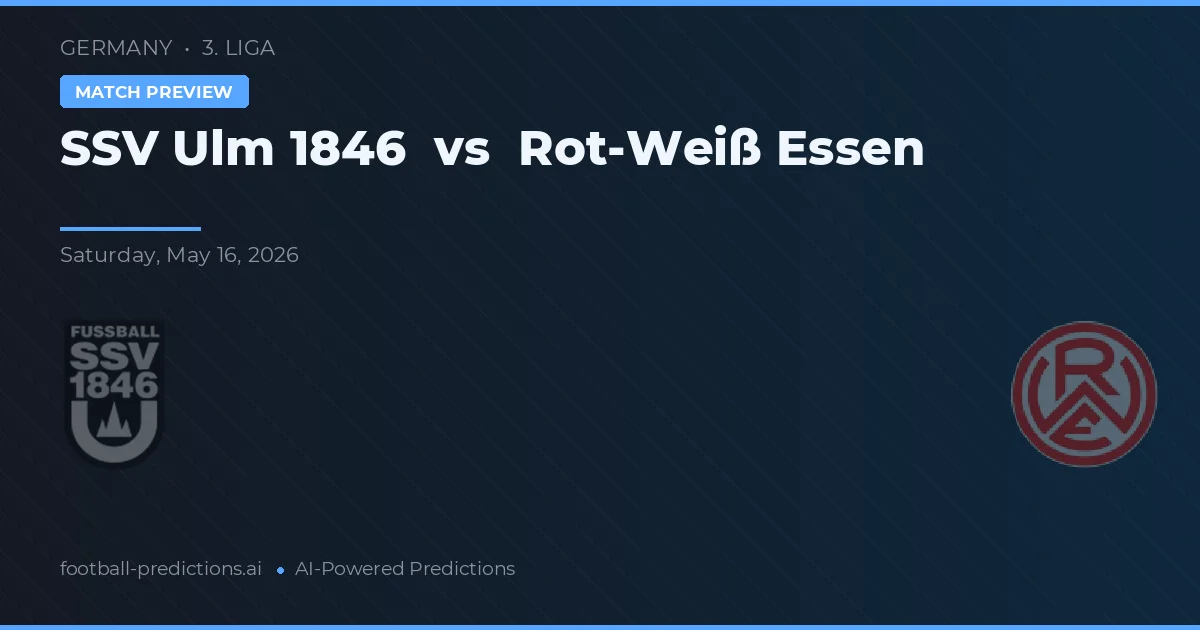 SSV Ulm 1846 vs Rot-Weiß Essen — pronostic și avancronică meci