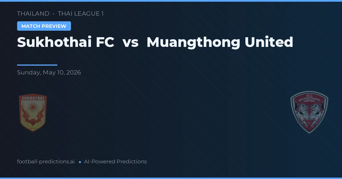 Sukhothai FC vs Muangthong United — pronostic și avancronică meci