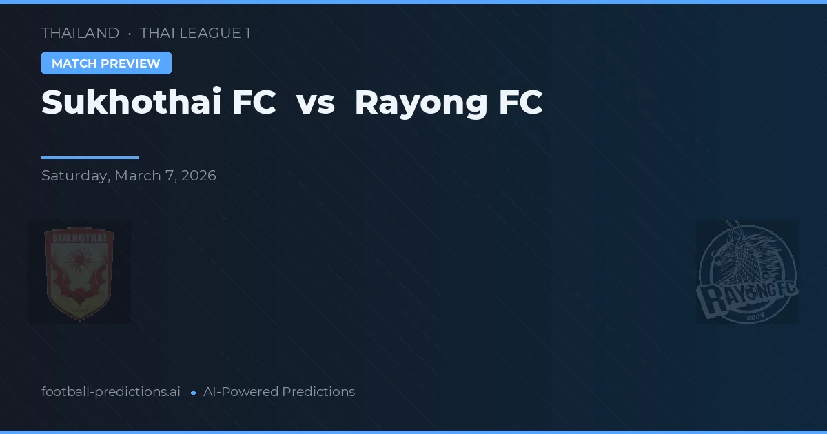 Sukhothai FC vs Rayong FC — pronostic și avancronică meci