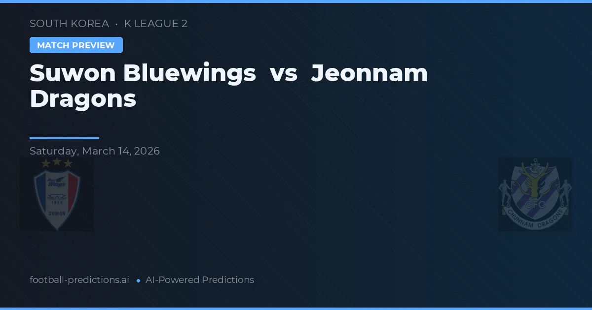 Suwon Bluewings vs Dragoni Jeonnam — pronostic și avancronică meci