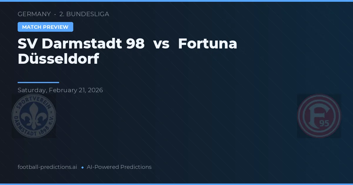 SV Darmstadt 98 vs Fortuna Düsseldorf — pronostic și avancronică meci