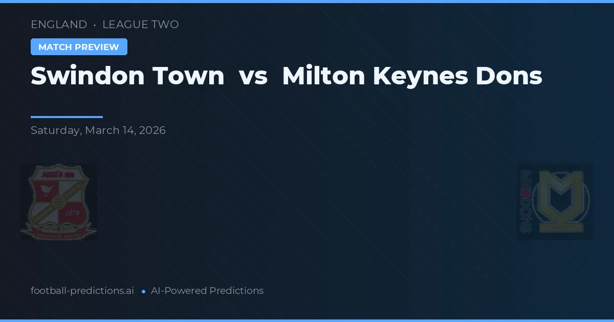 Swindon Town vs Milton Keynes Dons — pronostic și avancronică meci