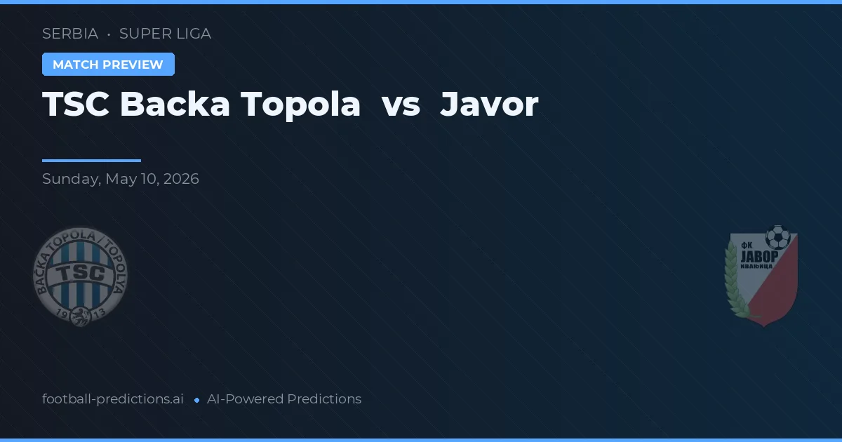 TSC Bacă Topola vs Javor — pronostic și avancronică meci