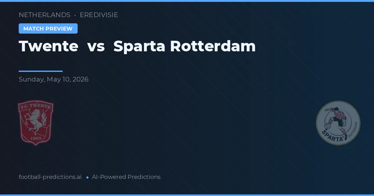 Twente vs Sparta Rotterdam — pronostic și avancronică meci