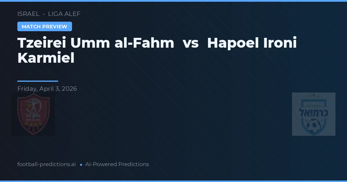 Tzeirei Umm al-Fahm vs Hapoel Ironi Karmiel — pronostic și avancronică meci