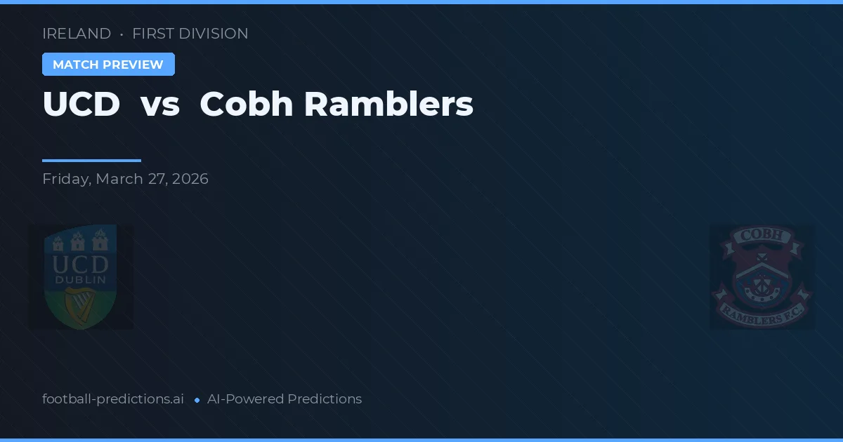 UCD vs Cobh Ramblers — pronostic și avancronică meci