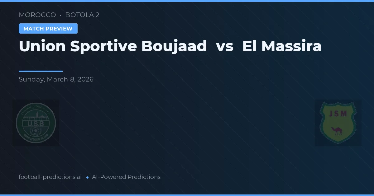 Union Sportive Boujaad vs El Massira — pronostic și avancronică meci