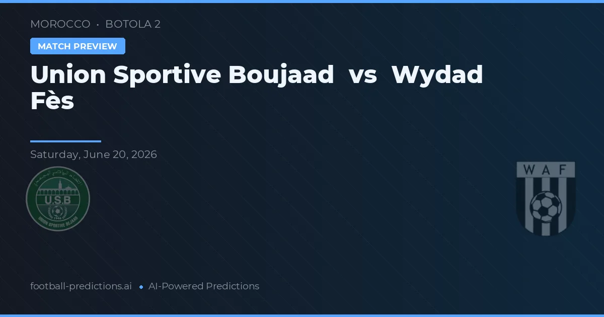 Union Sportive Boujaad vs Wydad Fès — pronostic și avancronică meci