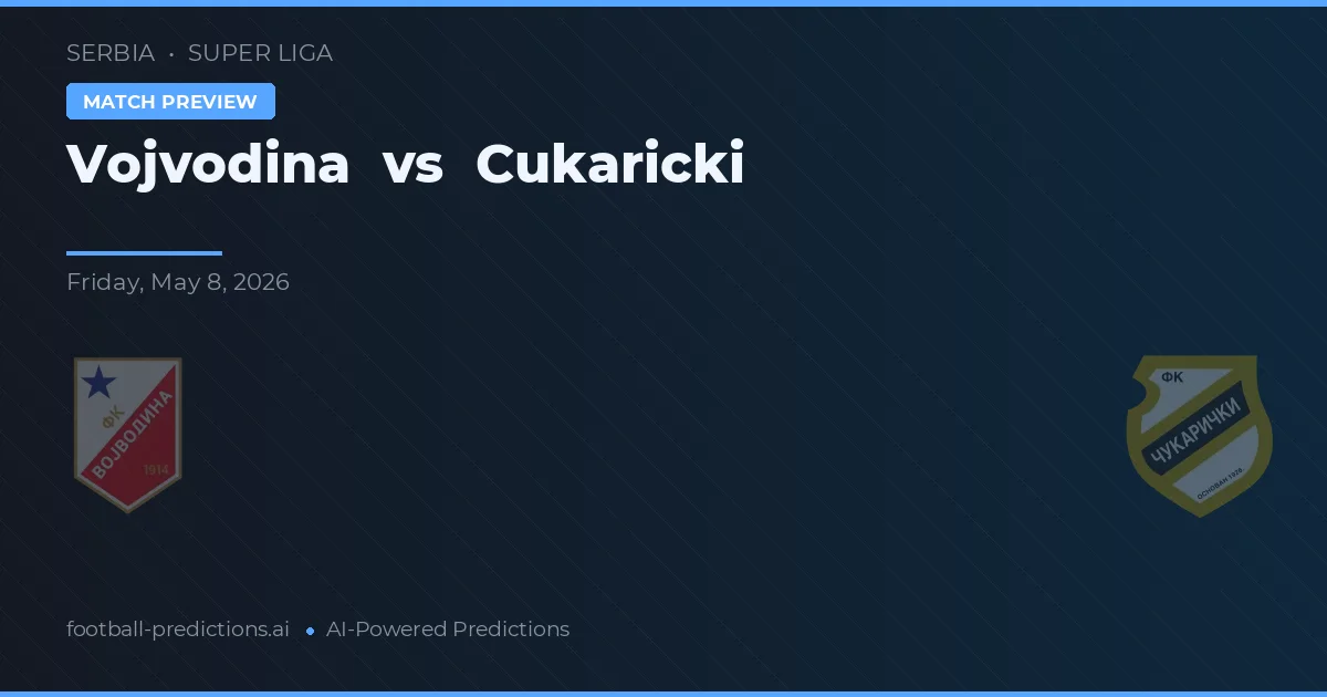 Vojvodina vs Cukaricki — pronostic și avancronică meci
