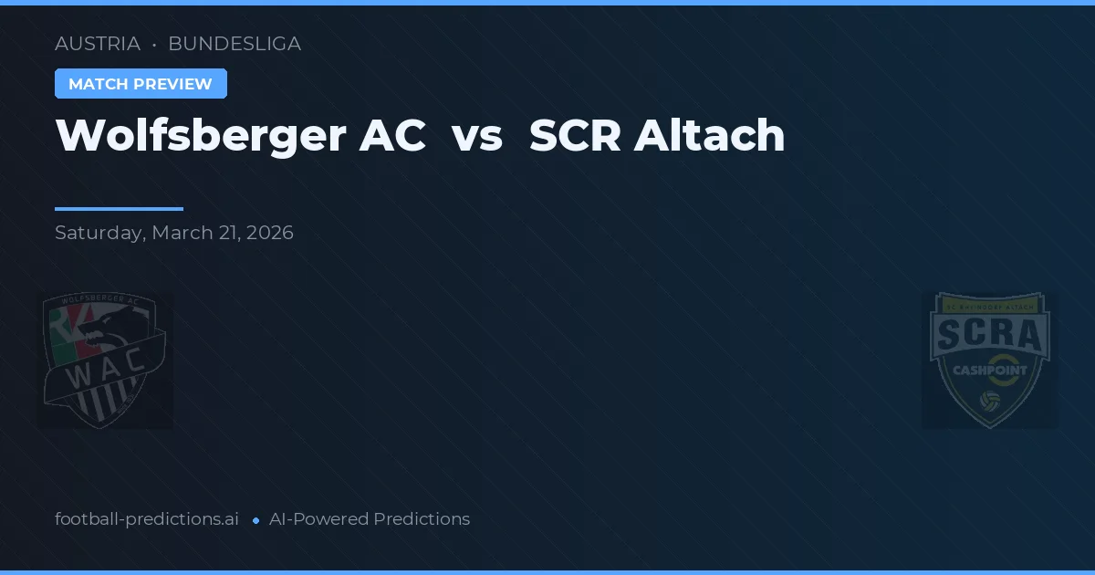 Wolfsberger AC vs SCR Altach — pronostic și avancronică meci