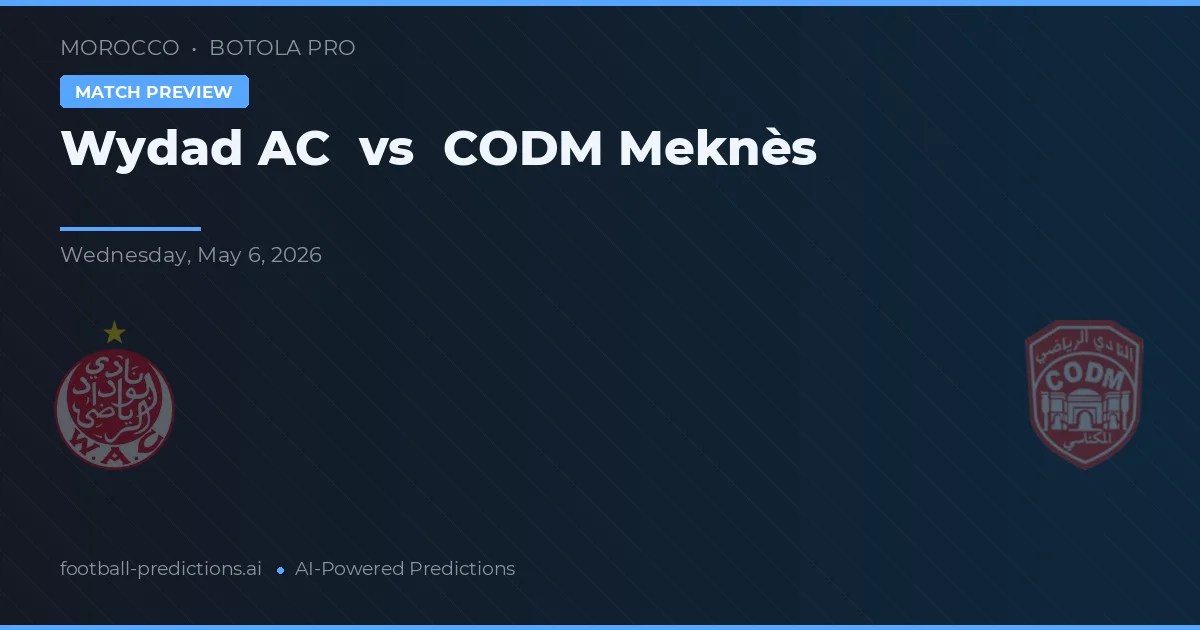Wydad AC vs CODM Meknès — pronostic și avancronică meci