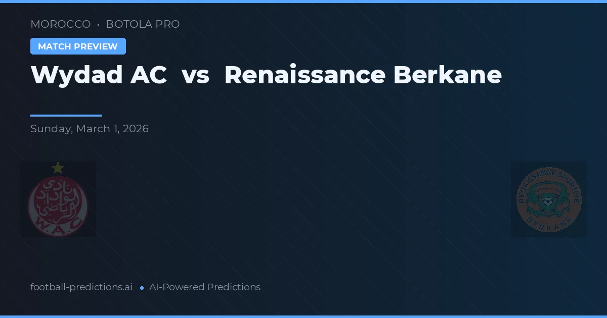Wydad AC vs Renașterea Berkane — pronostic și avancronică meci