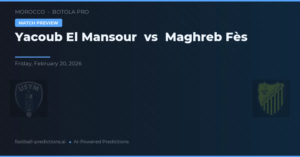 Yacoub El Mansour vs Maghreb Fès — pronostic și avancronică meci